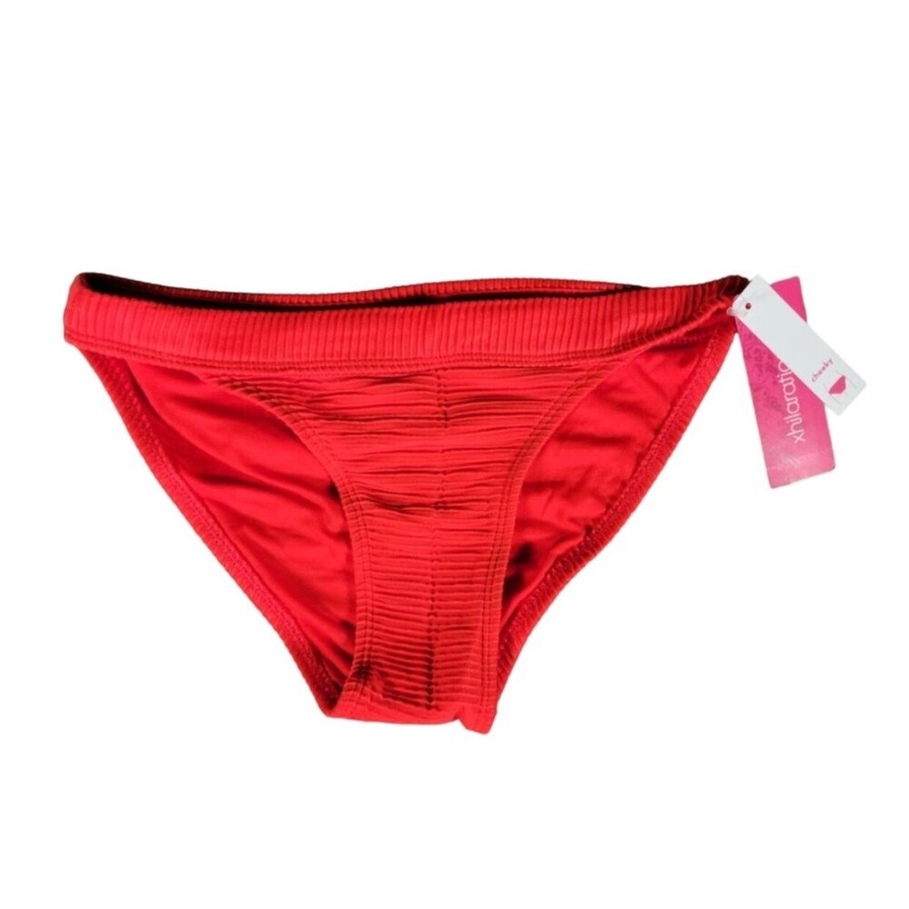 Xhilaration Juniors' Ribbed Cheeky Red Bikini Bottom Sz XS